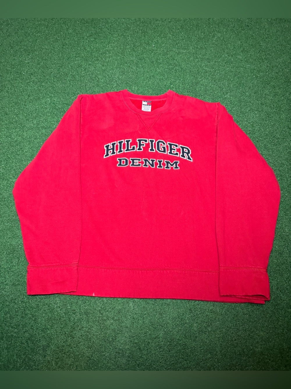 Tommy Hilfiger Vintage Sweatshirt XL Red Hilfiger Denim Crewneck 90s Hip Hop